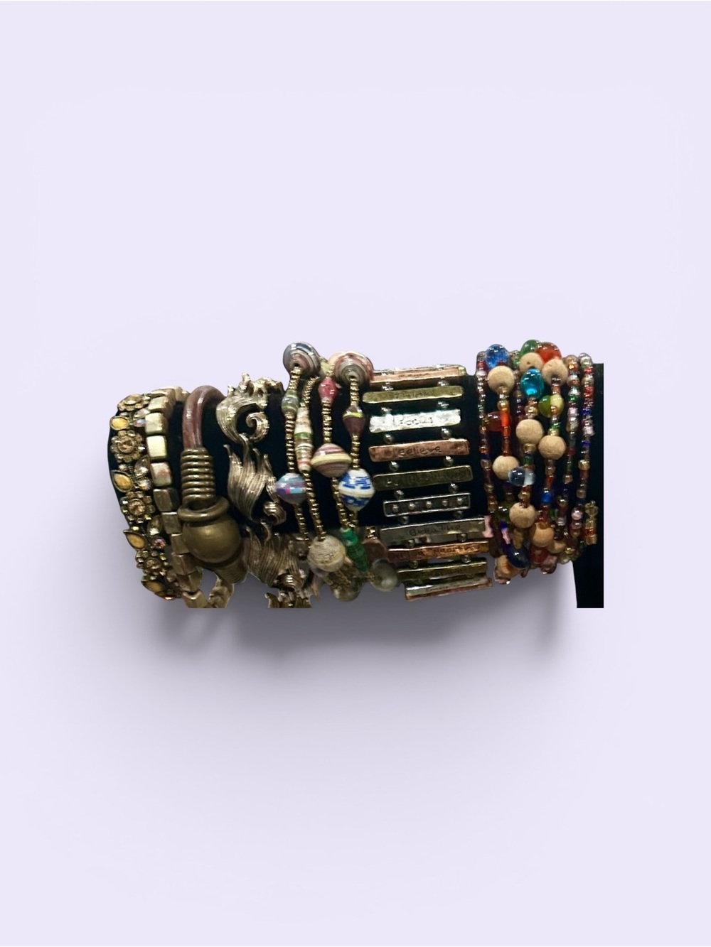 Signature Faith Handcrafted Multicolor Beaded Stackable Bracelet Stack Set OS